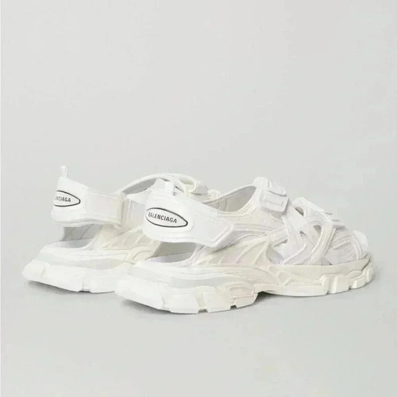 NIB Balenciaga Unisex Track Neoprene Rubber Velcro Strap Sandals White 8 - Picture 2 of 13